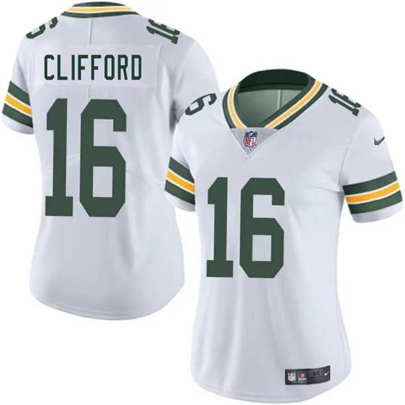 Womens Green Bay Packers #16 Sean Clifford White 2025 Vapor Untouchable Limited Stitched Jersey Dzhi
